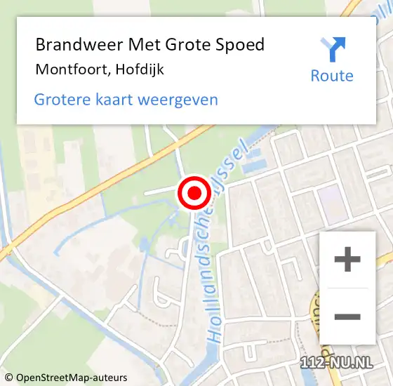 Locatie op kaart van de 112 melding: Brandweer Met Grote Spoed Naar Montfoort, Hofdijk op 8 januari 2023 18:12