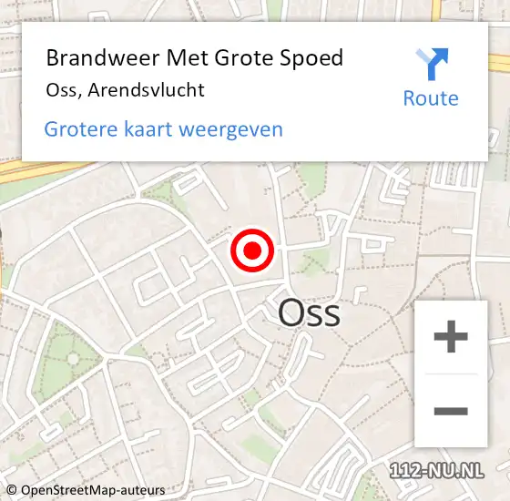 Locatie op kaart van de 112 melding: Brandweer Met Grote Spoed Naar Oss, Arendsvlucht op 8 januari 2023 18:16