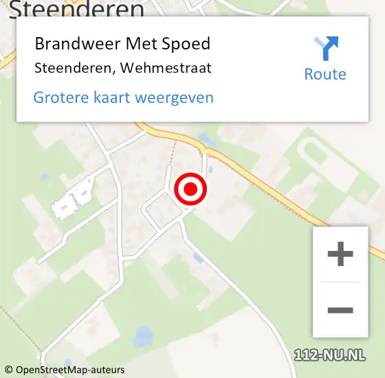 Locatie op kaart van de 112 melding: Brandweer Met Spoed Naar Steenderen, Wehmestraat op 8 januari 2023 18:19