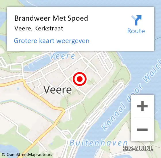 Locatie op kaart van de 112 melding: Brandweer Met Spoed Naar Veere, Kerkstraat op 8 januari 2023 18:35