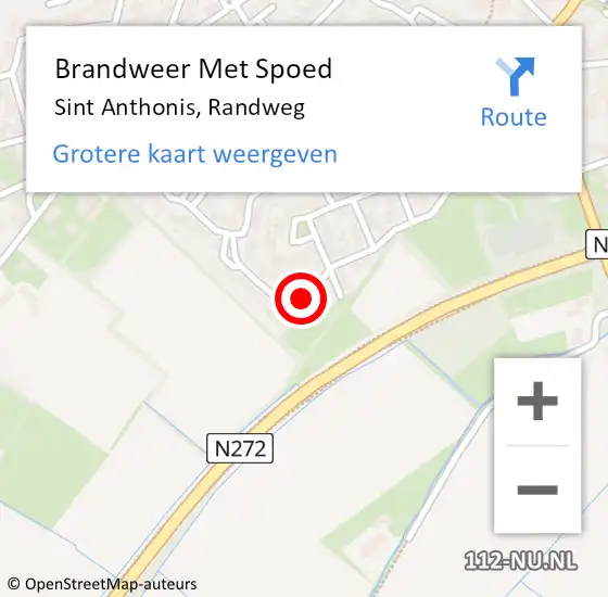 Locatie op kaart van de 112 melding: Brandweer Met Spoed Naar Sint Anthonis, Randweg op 8 januari 2023 18:40