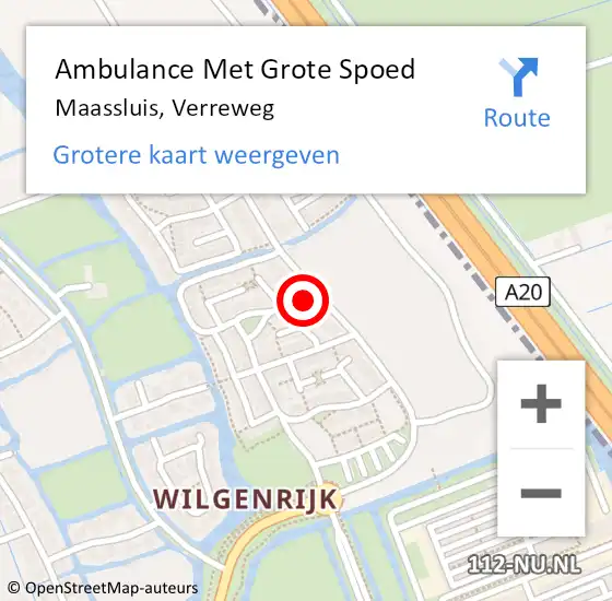 Locatie op kaart van de 112 melding: Ambulance Met Grote Spoed Naar Maassluis, Verreweg op 8 januari 2023 18:52