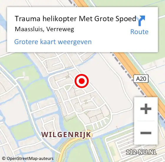 Locatie op kaart van de 112 melding: Trauma helikopter Met Grote Spoed Naar Maassluis, Verreweg op 8 januari 2023 18:54