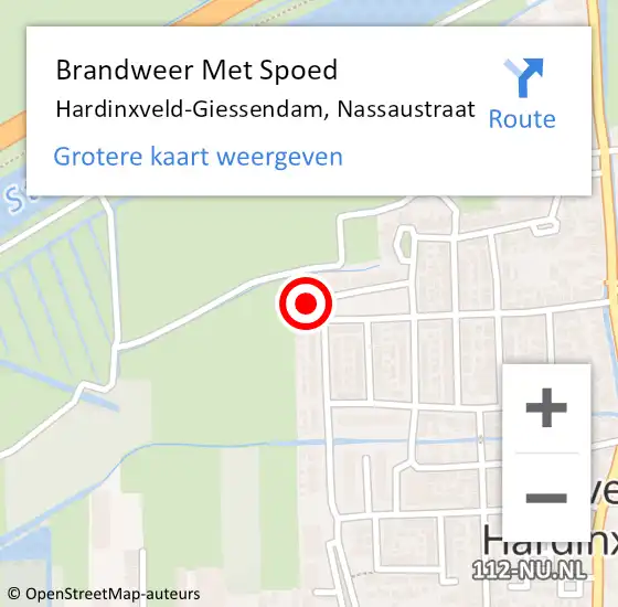 Locatie op kaart van de 112 melding: Brandweer Met Spoed Naar Hardinxveld-Giessendam, Nassaustraat op 8 januari 2023 19:27