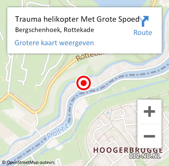 Locatie op kaart van de 112 melding: Trauma helikopter Met Grote Spoed Naar Bergschenhoek, Rottekade op 8 januari 2023 19:29