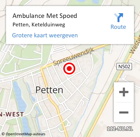 Locatie op kaart van de 112 melding: Ambulance Met Spoed Naar Petten, Ketelduinweg op 8 januari 2023 19:34