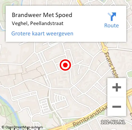 Locatie op kaart van de 112 melding: Brandweer Met Spoed Naar Veghel, Peellandstraat op 8 januari 2023 19:40