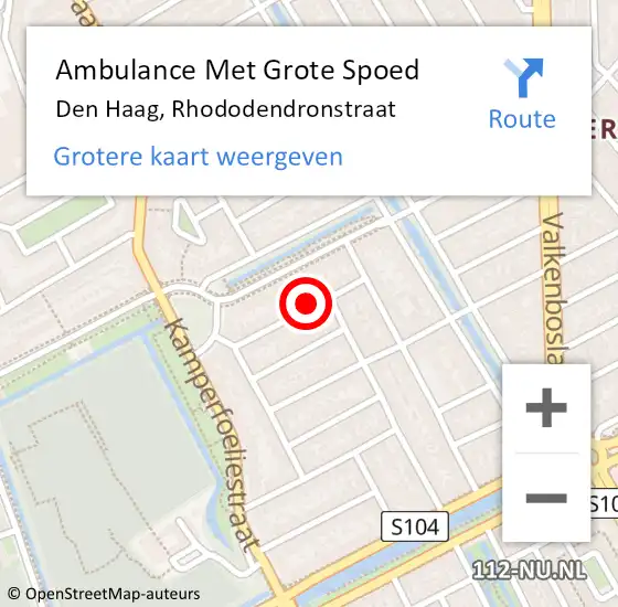 Locatie op kaart van de 112 melding: Ambulance Met Grote Spoed Naar Den Haag, Rhododendronstraat op 8 januari 2023 20:16