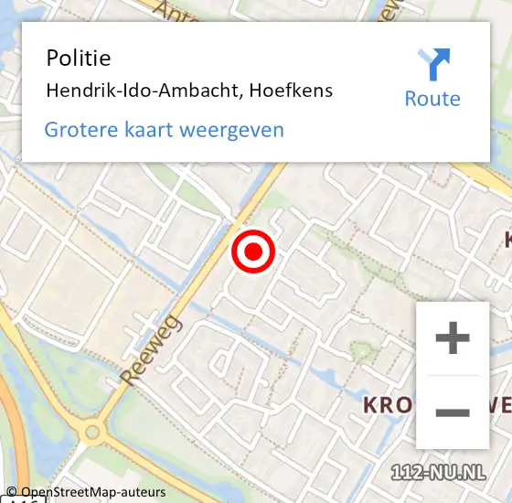 Locatie op kaart van de 112 melding: Politie Hendrik-Ido-Ambacht, Hoefkens op 8 januari 2023 20:26