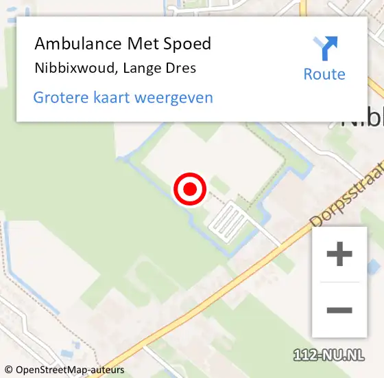 Locatie op kaart van de 112 melding: Ambulance Met Spoed Naar Nibbixwoud, Lange Dres op 8 januari 2023 20:51