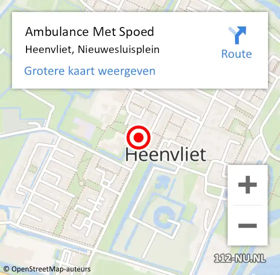 Locatie op kaart van de 112 melding: Ambulance Met Spoed Naar Heenvliet, Nieuwesluisplein op 8 januari 2023 21:03