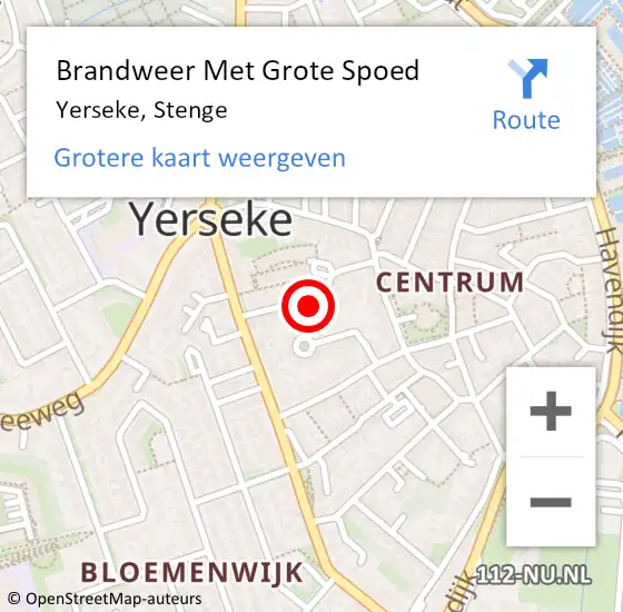 Locatie op kaart van de 112 melding: Brandweer Met Grote Spoed Naar Yerseke, Stenge op 8 januari 2023 21:08