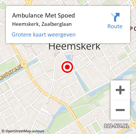 Locatie op kaart van de 112 melding: Ambulance Met Spoed Naar Heemskerk, Zaalberglaan op 8 januari 2023 21:35