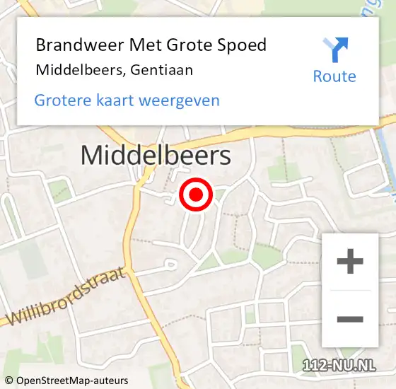 Locatie op kaart van de 112 melding: Brandweer Met Grote Spoed Naar Middelbeers, Gentiaan op 8 januari 2023 21:44