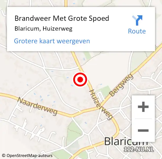 Locatie op kaart van de 112 melding: Brandweer Met Grote Spoed Naar Blaricum, Huizerweg op 8 januari 2023 22:03