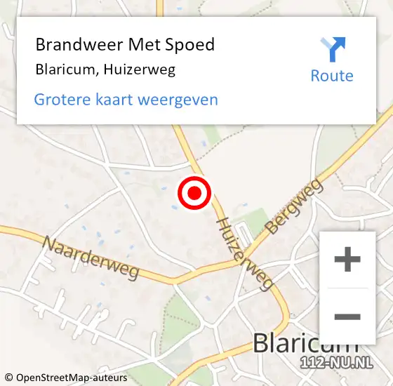 Locatie op kaart van de 112 melding: Brandweer Met Spoed Naar Blaricum, Huizerweg op 8 januari 2023 22:49