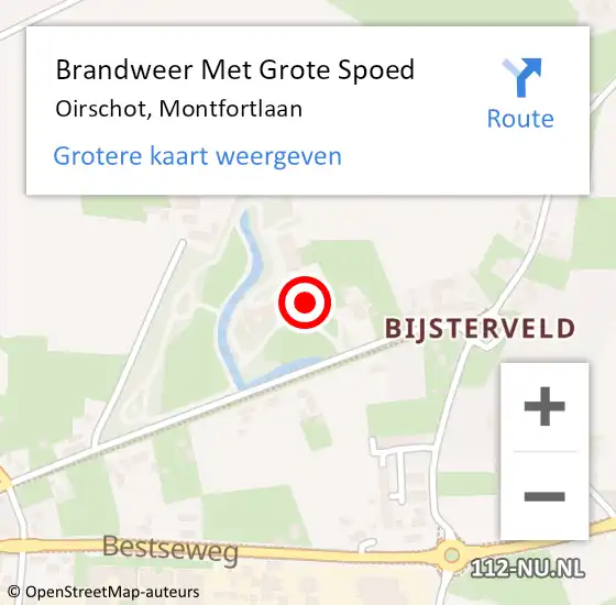 Locatie op kaart van de 112 melding: Brandweer Met Grote Spoed Naar Oirschot, Montfortlaan op 8 januari 2023 22:56