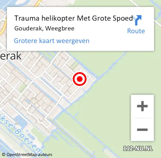 Locatie op kaart van de 112 melding: Trauma helikopter Met Grote Spoed Naar Gouderak, Weegbree op 8 januari 2023 23:06