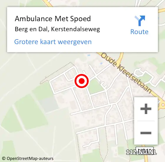 Locatie op kaart van de 112 melding: Ambulance Met Spoed Naar Berg en Dal, Kerstendalseweg op 9 januari 2023 02:27