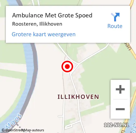 Locatie op kaart van de 112 melding: Ambulance Met Grote Spoed Naar Roosteren, Illikhoven op 9 januari 2023 02:48