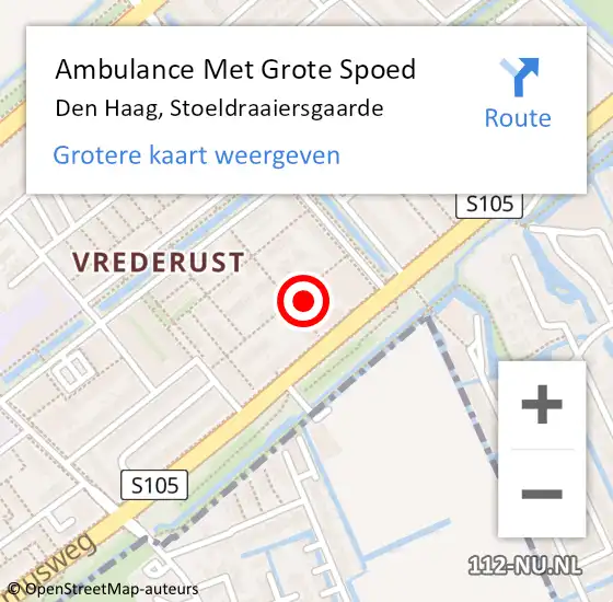 Locatie op kaart van de 112 melding: Ambulance Met Grote Spoed Naar Den Haag, Stoeldraaiersgaarde op 9 januari 2023 02:56