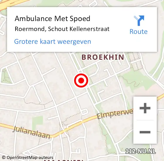 Locatie op kaart van de 112 melding: Ambulance Met Spoed Naar Roermond, Schout Kellenerstraat op 11 augustus 2014 15:00