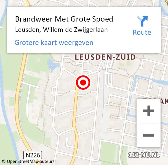 Locatie op kaart van de 112 melding: Brandweer Met Grote Spoed Naar Leusden, Willem de Zwijgerlaan op 9 januari 2023 03:45