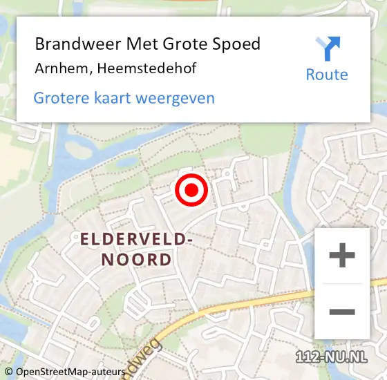 Locatie op kaart van de 112 melding: Brandweer Met Grote Spoed Naar Arnhem, Heemstedehof op 9 januari 2023 04:27