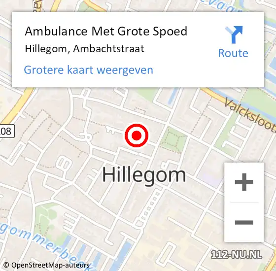 Locatie op kaart van de 112 melding: Ambulance Met Grote Spoed Naar Hillegom, Ambachtstraat op 9 januari 2023 05:01