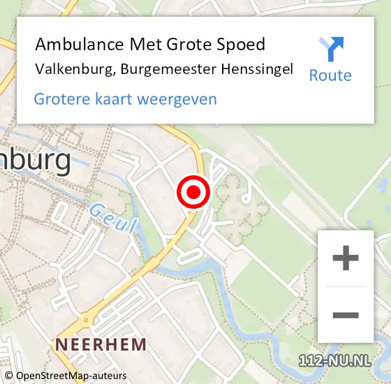 Locatie op kaart van de 112 melding: Ambulance Met Grote Spoed Naar Valkenburg, Burgemeester Henssingel op 9 januari 2023 05:37