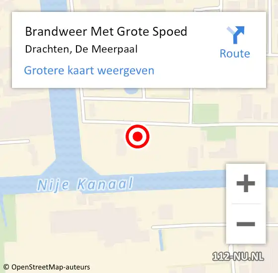 Locatie op kaart van de 112 melding: Brandweer Met Grote Spoed Naar Drachten, De Meerpaal op 9 januari 2023 06:08