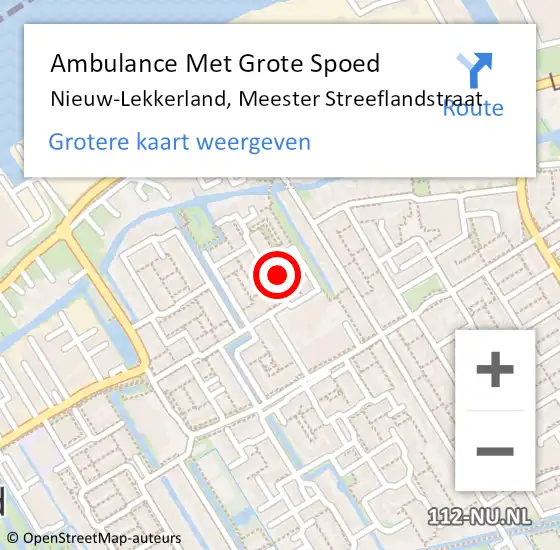 Locatie op kaart van de 112 melding: Ambulance Met Grote Spoed Naar Nieuw-Lekkerland, Meester Streeflandstraat op 9 januari 2023 06:59