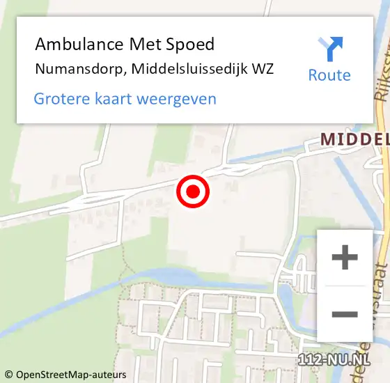 Locatie op kaart van de 112 melding: Ambulance Met Spoed Naar Numansdorp, Middelsluissedijk WZ op 9 januari 2023 07:25