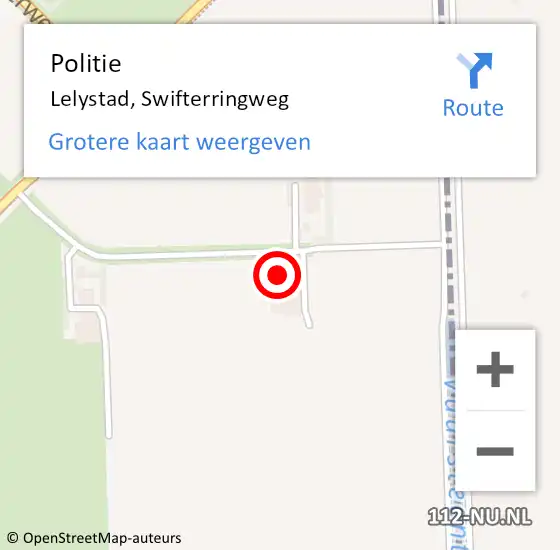 Locatie op kaart van de 112 melding: Politie Lelystad, Swifterringweg op 9 januari 2023 07:28