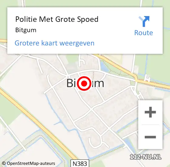 Locatie op kaart van de 112 melding: Politie Met Grote Spoed Naar Bitgum op 9 januari 2023 07:35