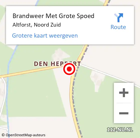 Locatie op kaart van de 112 melding: Brandweer Met Grote Spoed Naar Altforst, Noord Zuid op 9 januari 2023 07:41