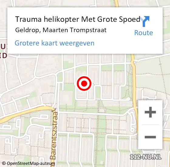 Locatie op kaart van de 112 melding: Trauma helikopter Met Grote Spoed Naar Geldrop, Maarten Trompstraat op 9 januari 2023 07:49