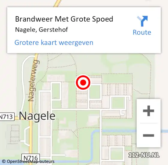 Locatie op kaart van de 112 melding: Brandweer Met Grote Spoed Naar Nagele, Gerstehof op 9 januari 2023 08:27
