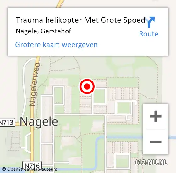 Locatie op kaart van de 112 melding: Trauma helikopter Met Grote Spoed Naar Nagele, Gerstehof op 9 januari 2023 08:28