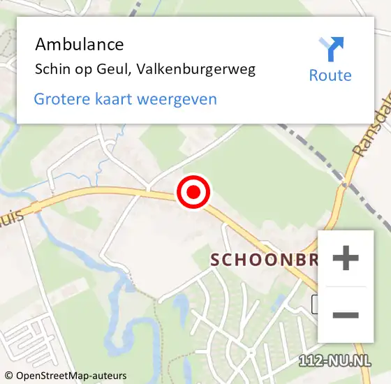 Locatie op kaart van de 112 melding: Ambulance Schin op Geul, Valkenburgerweg op 11 augustus 2014 15:14