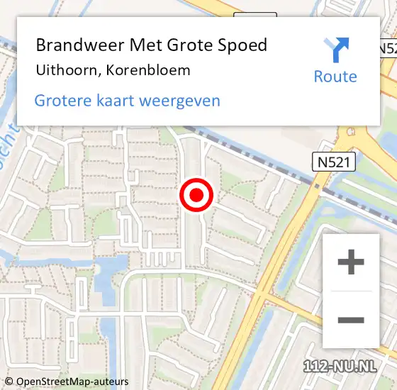 Locatie op kaart van de 112 melding: Brandweer Met Grote Spoed Naar Uithoorn, Korenbloem op 9 januari 2023 09:56