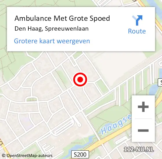 Locatie op kaart van de 112 melding: Ambulance Met Grote Spoed Naar Den Haag, Spreeuwenlaan op 9 januari 2023 10:29