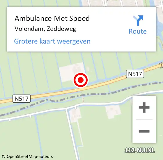 Locatie op kaart van de 112 melding: Ambulance Met Spoed Naar Volendam, Zeddeweg op 9 januari 2023 10:39