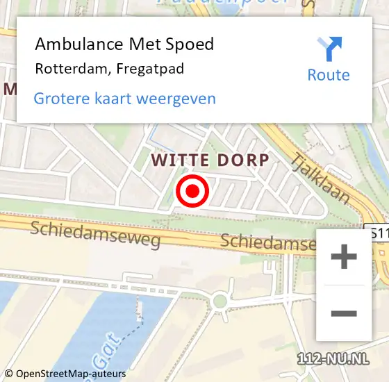 Locatie op kaart van de 112 melding: Ambulance Met Spoed Naar Rotterdam, Fregatpad op 9 januari 2023 10:55