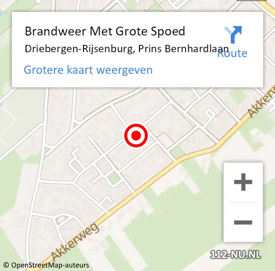 Locatie op kaart van de 112 melding: Brandweer Met Grote Spoed Naar Driebergen-Rijsenburg, Prins Bernhardlaan op 9 januari 2023 10:58