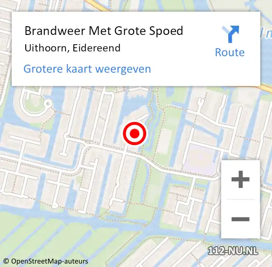 Locatie op kaart van de 112 melding: Brandweer Met Grote Spoed Naar Uithoorn, Eidereend op 9 januari 2023 10:58