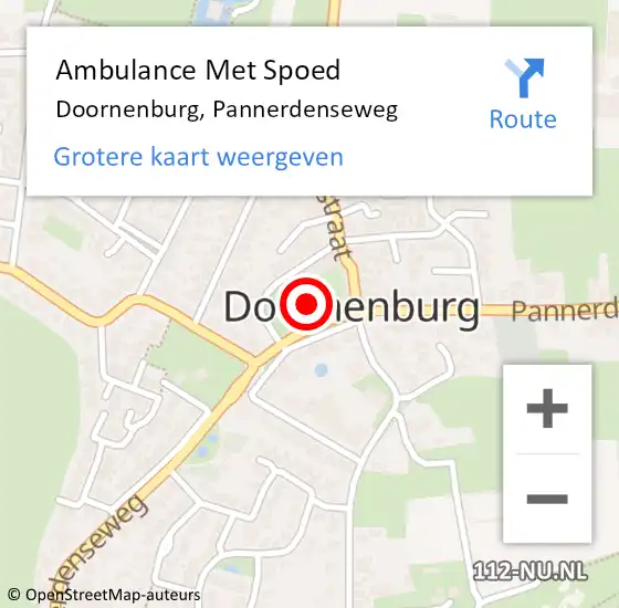 Locatie op kaart van de 112 melding: Ambulance Met Spoed Naar Doornenburg, Pannerdenseweg op 9 januari 2023 11:27