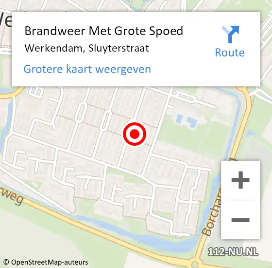 Locatie op kaart van de 112 melding: Brandweer Met Grote Spoed Naar Werkendam, Sluyterstraat op 9 januari 2023 11:29