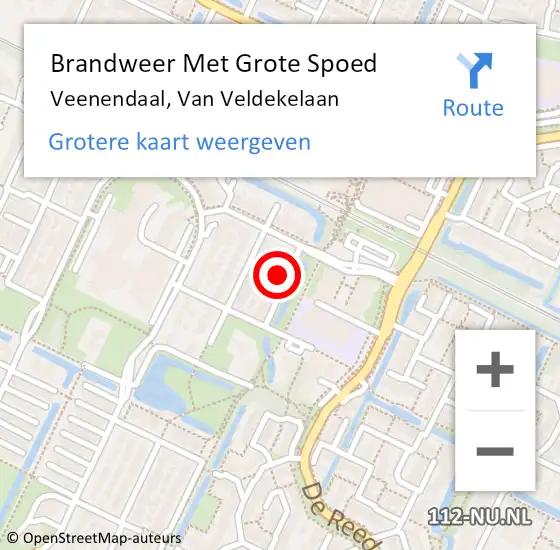 Locatie op kaart van de 112 melding: Brandweer Met Grote Spoed Naar Veenendaal, Van Veldekelaan op 9 januari 2023 11:31