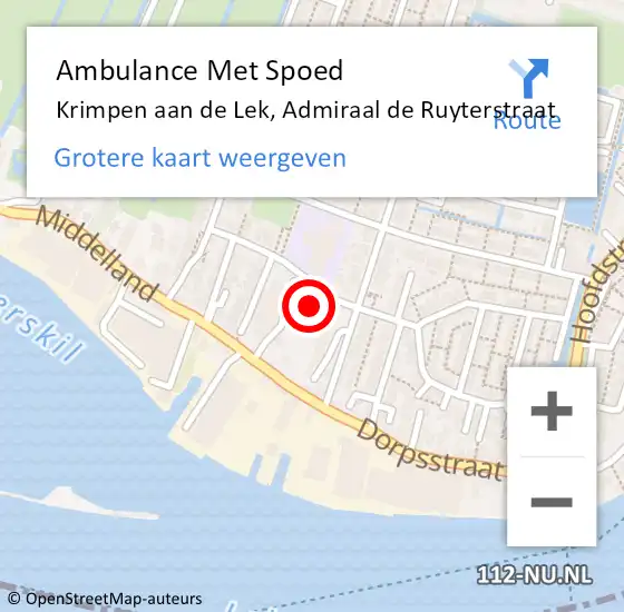 Locatie op kaart van de 112 melding: Ambulance Met Spoed Naar Krimpen aan de Lek, Admiraal de Ruyterstraat op 9 januari 2023 11:40